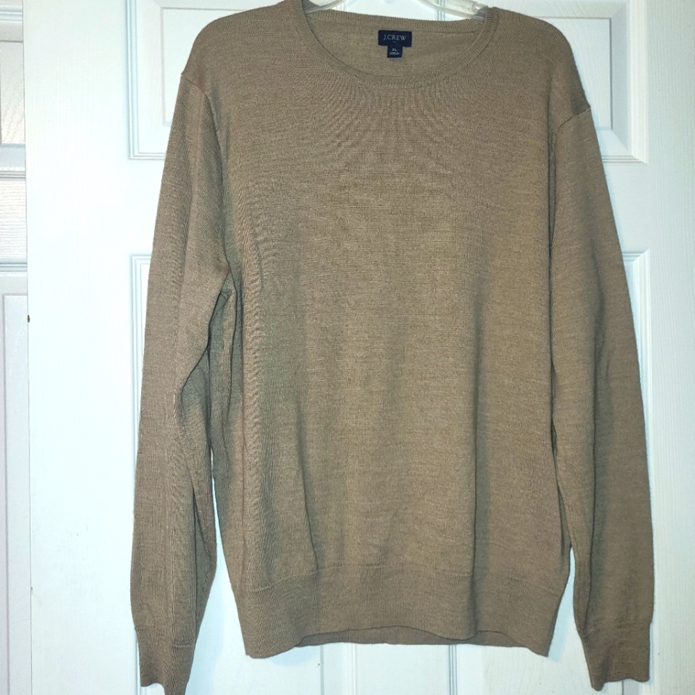J. Crew Merino Wool Blend Crew Neck Sweater Men's‎ Size XL Camel Brown